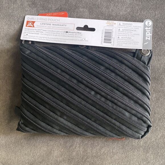 Zipit Grillz Black Pencil Case fits on 3 Ring Binder Folder NWT - Picture 2 of 5